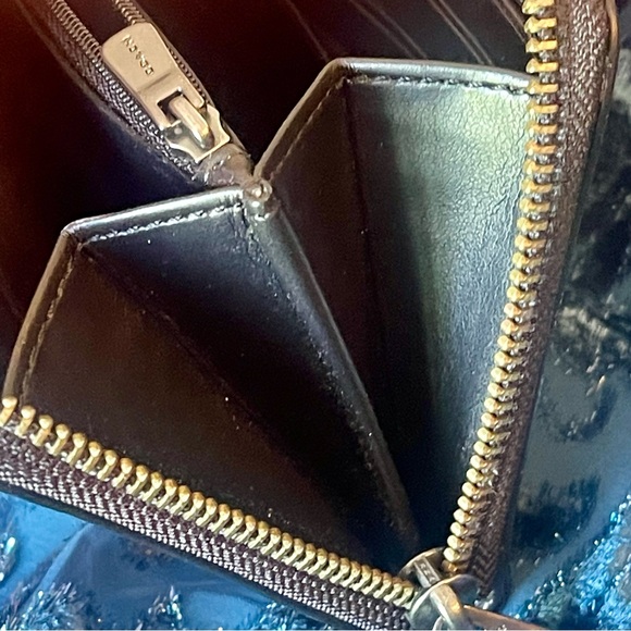 UNICORN COACH HOLOGRAM Accordion Zip Around Long Wallet Pocket Purple Green Teal - Picture 12 of 16